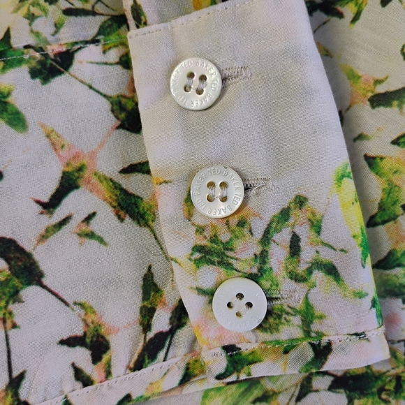 Ted Baker London Butterfly Floral Button Down Shirt Designer Classic Size 0 - Picture 10 of 13